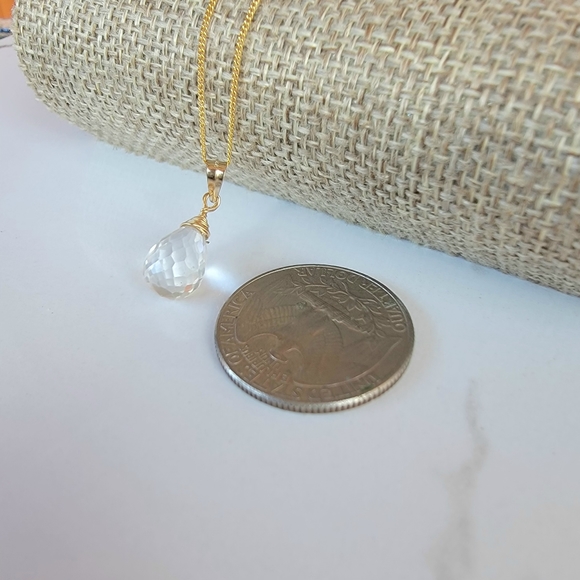 Clear Rock Crystal Necklace Minimalist Crystal Gemstone - Picture 2 of 4